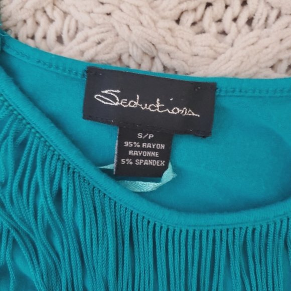 Vintage Flapper strappy flowy teal top- Small - Picture 4 of 7